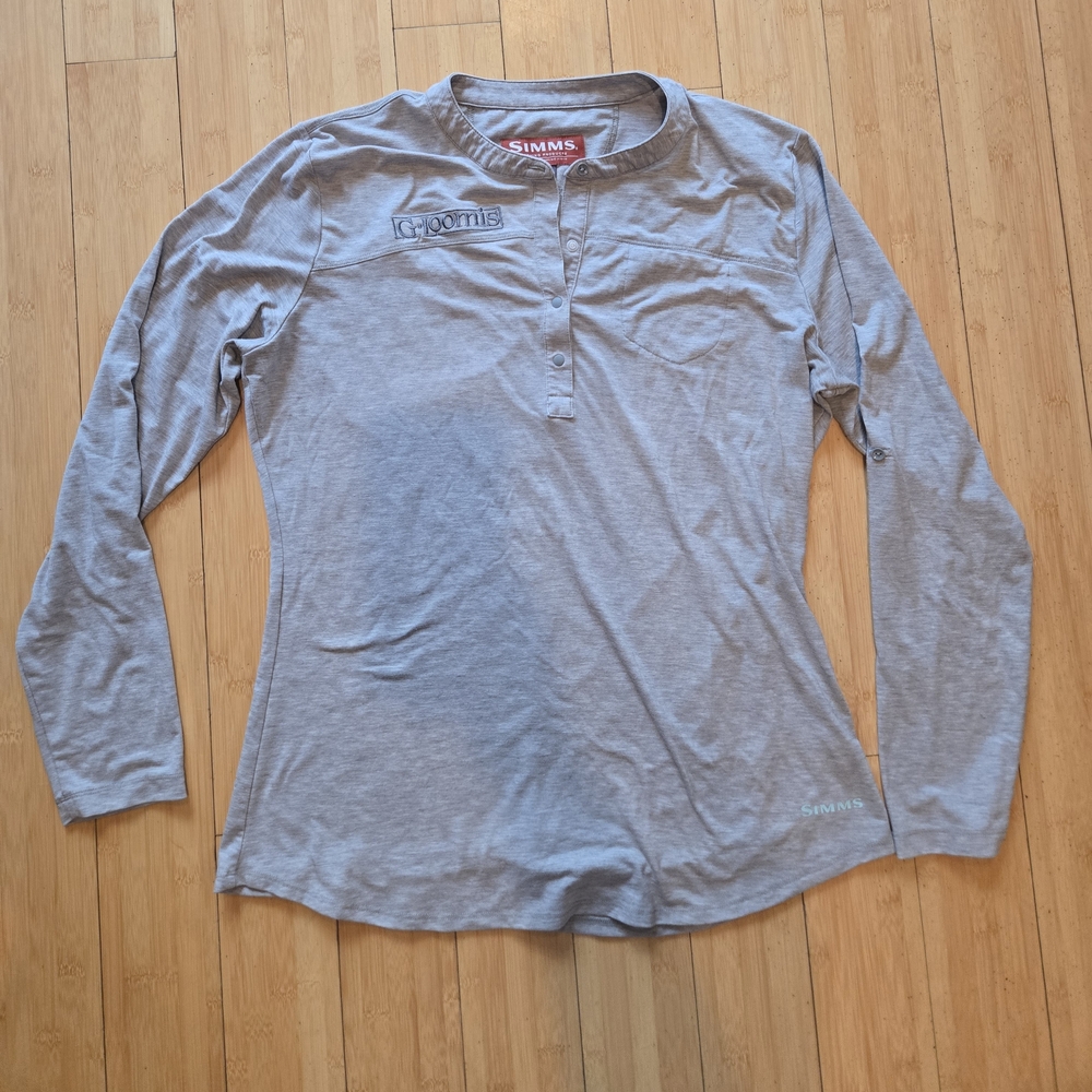 Simms Gray Long Sleeve Henley Shirt for Women